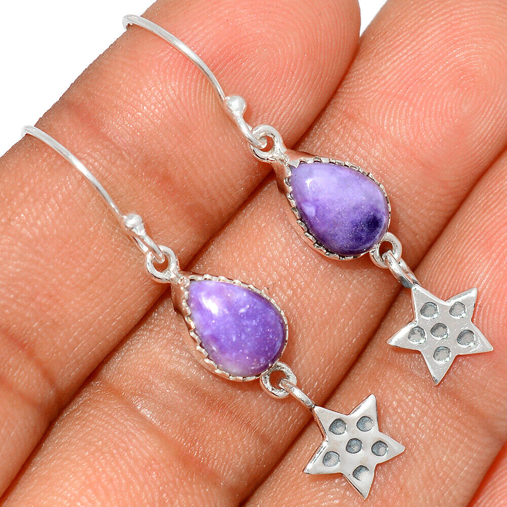 Star - Violet Flame Opal, Mexico 925 Sterling Silver Earring