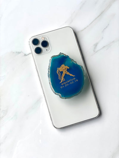 Aquarius - Agate pop socket phone grip #10