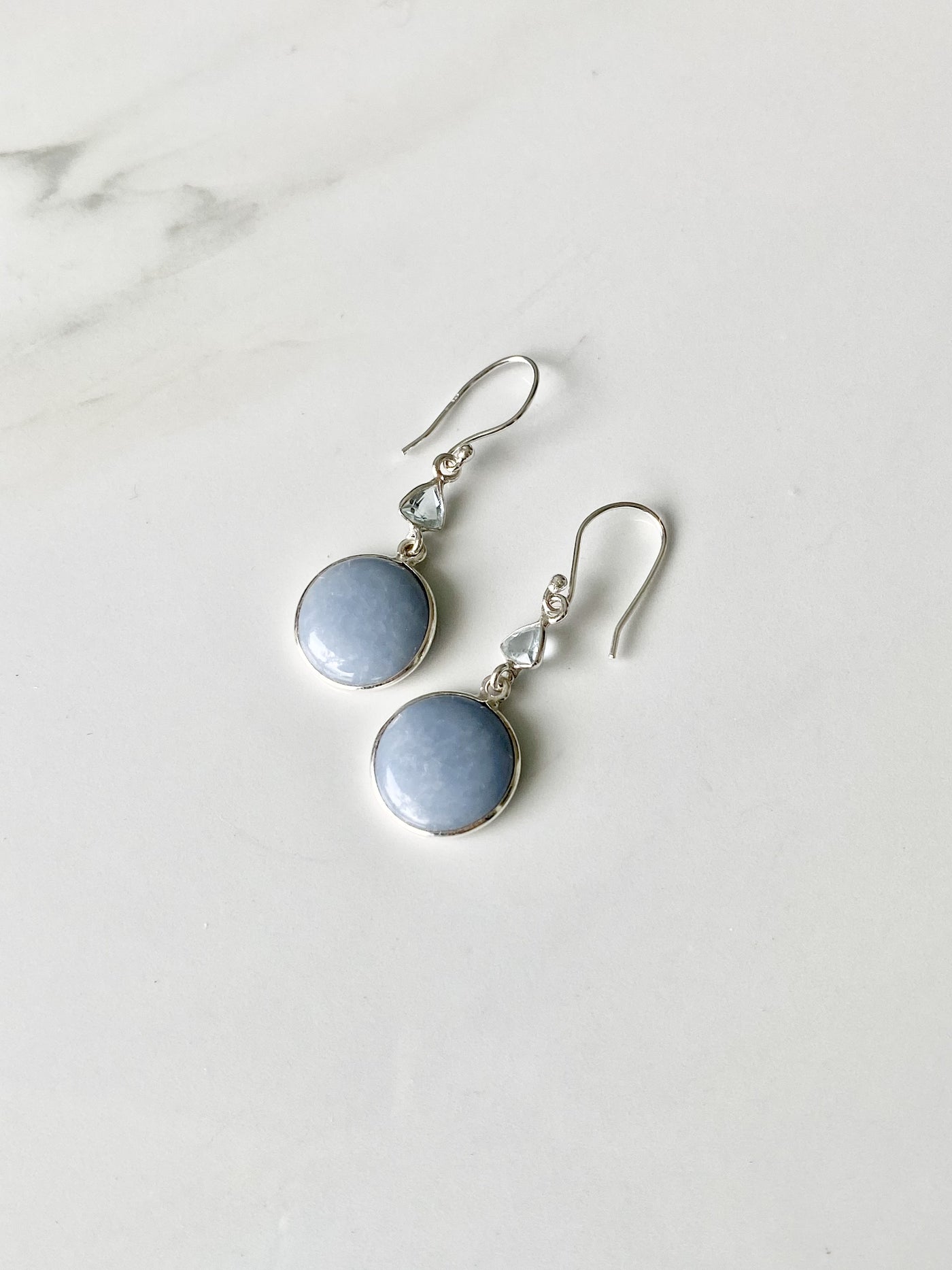 Angelite & Blue Topaz Circle Earrings