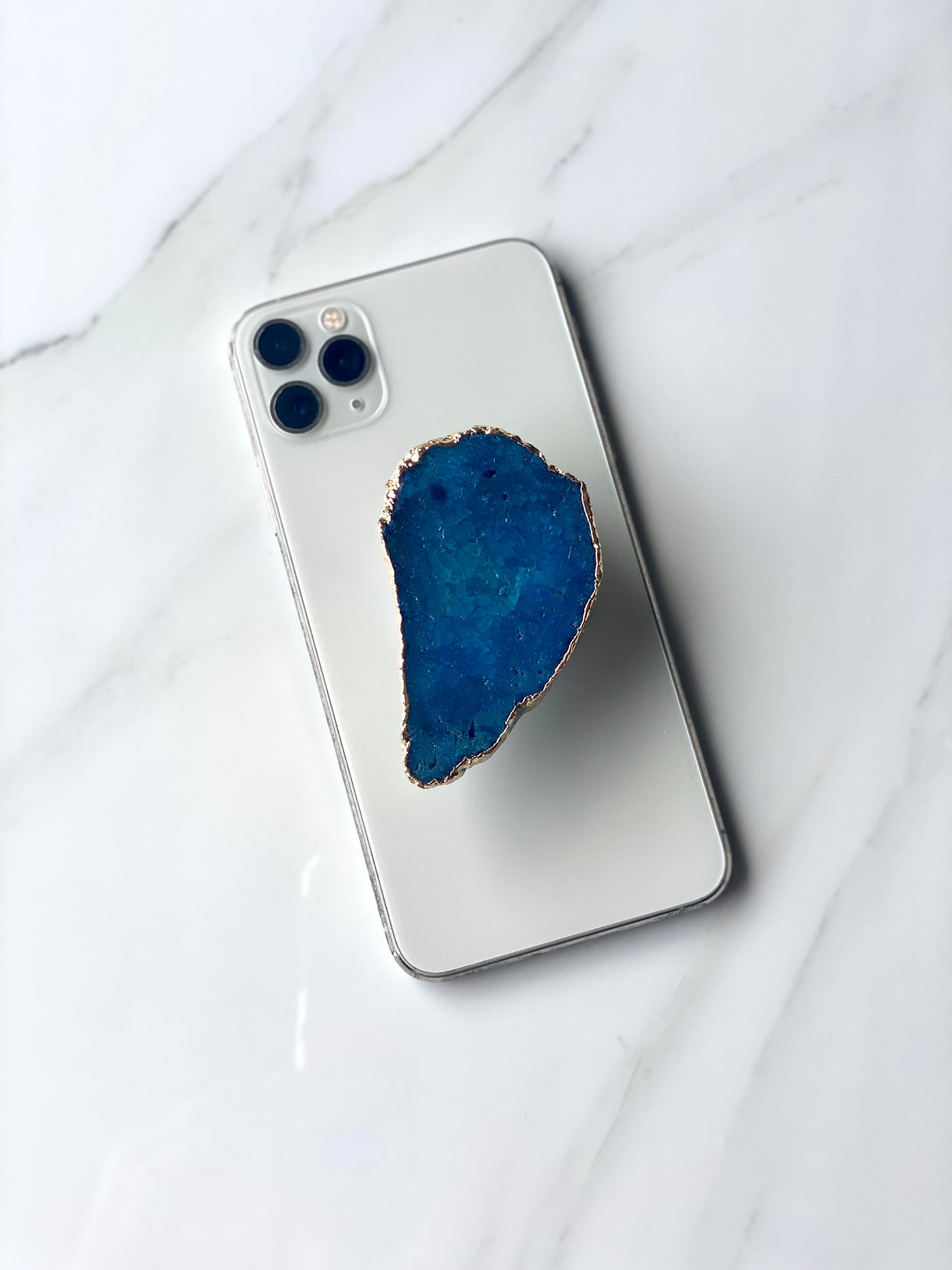Aqua Blue Agate pop socket phone grip