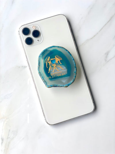 Gemini - Agate pop socket phone grip #19