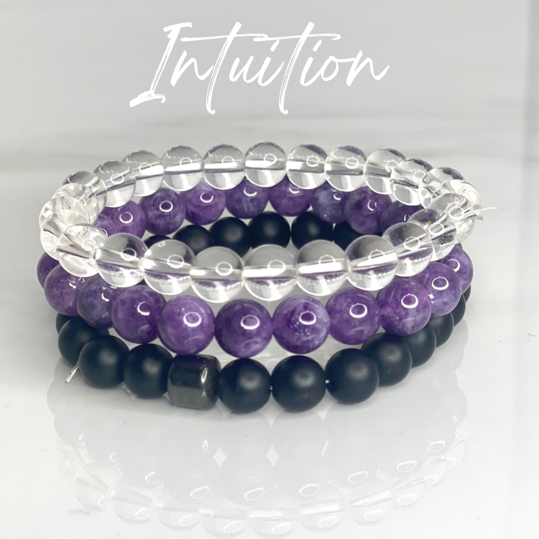 Intuition - Gemstone beaded bracelet Intention set