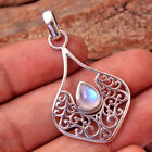 Pear Moonstone Gemstone 925 sterling Silver  Handmade Pendant 1.7"