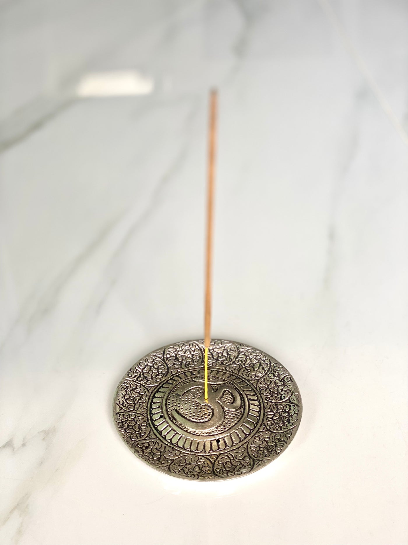 Om Aluminium Round Incense Holder